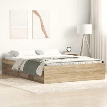 vidaXL Bedframe sonoma eikenkleurig 150x200 cm King Size, Bruin, Verzenden, Overige maten, 200 cm