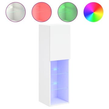 Wit tv-meubel met LED - 66% korting, retourdeal, Huis en Inrichting, Gebruikt, 100 tot 150 cm, 100 tot 150 cm, Ophalen of Verzenden