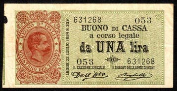 Italië. - 1 Lira 21/09/1894 Umberto I - R2 - Gigante BS