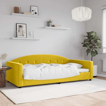 vidaXL Slaapbank 100x200 cm fluweel geel, 100 cm, Eenpersoons, Verzenden, Nieuw