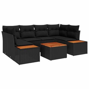 vidaXL Tuinbankenset 6 st Zwart Poly riet, Verzenden, Nieuw, Rotan, 6 zitplaatsen