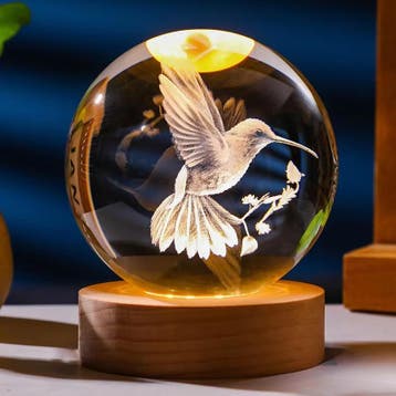3D kristallen bol lamp  Stuur bericht voor eventuele aankoop, Huis en Inrichting, Verzenden, Nieuw, Glas, Vogel