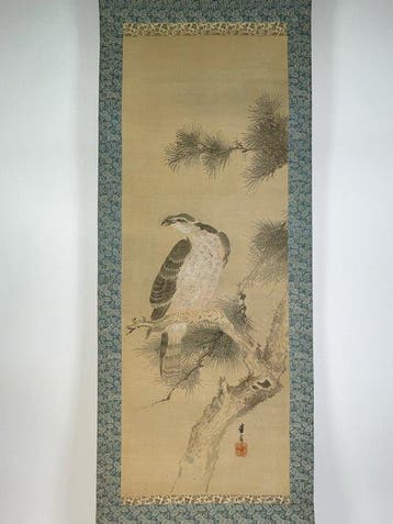 Zijde, Been, Hangende Rol: Schilderij van een vogel met