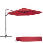 Parasol Ø 300cm met voetpedaal en beschermhoes - wijnrood, Tuin en Terras, Verzenden, Nieuw