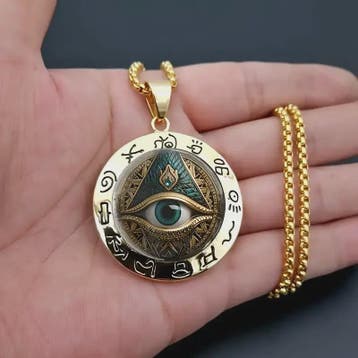 Egyptische Oog Hanger Ketting - Amulet met Hiërogliefen en O, Verzenden, Nieuw