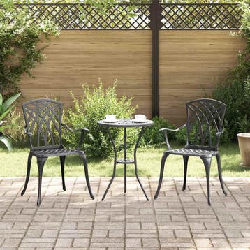 vidaXL Tuinstoel 2 pcs Zwart 53 x 51 x 88,5cm Aluminium, Tuin en Terras, Tuinstoelen, Verzenden, Nieuw, Aluminium