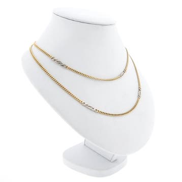 Bicolor gouden gourmet/fantasie schakelketting, Ophalen of Verzenden, Gebruikt, Goud, Goud