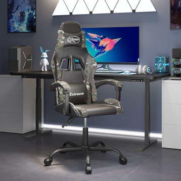 vidaXL Gamestoel draaibaar kunstleer zwart en camouflage, Verzenden, Nieuw, Groen