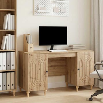 vidaXL Bureau Artisanaal eiken 142,5 x 50 x 75 cm Bewerkt, Huis en Inrichting, Bureaus, Verzenden, Nieuw