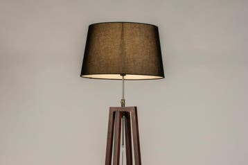 Rietveld Vloerlampen - Zwart, Bruin - Stof, Hout, Huis en Inrichting, Lampen | Vloerlampen, Verzenden, Nieuw