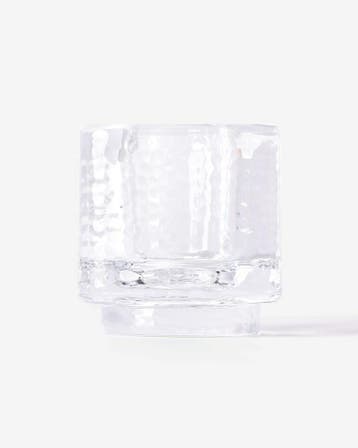 HEMA Theelichthouder 7x7cm Kub glas gehamerd transparant, Verzenden