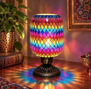Lamp - Glas, Metaal - glasmozaïeklamp