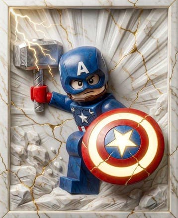Makayhos - [Canvas] Brick Patriot – Thunder Shield, Nieuw
