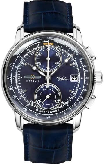Zeppelin 8670-3 100 Jahre chronograaf heren horloge, Overige merken, Staal, Verzenden, Polshorloge