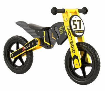 2Cycle Motor  Loopfiets - Hout - GeelLaagste prijs van NL, Verzenden, Nieuw, Loopfiets