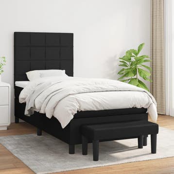 vidaXL Boxspring met matras stof zwart 90x200 cm, 90 cm, Eenpersoons, Verzenden, Zwart