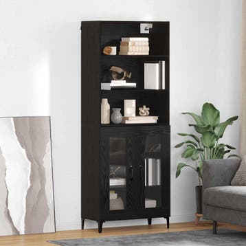 vidaXL buffetkast Zwart Eiken 69,5 x 34 x 180 cm Bewerkt, Huis en Inrichting, Kasten | Buffetkasten, Minder dan 50 cm, Verzenden