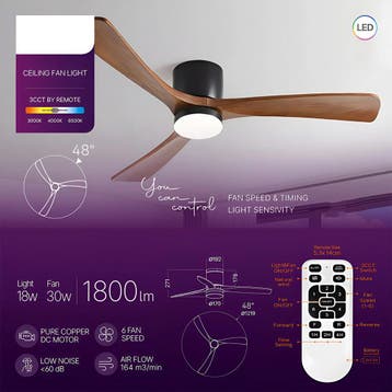 Plafondventilator met Lamp - Brinton Velvet - Aanpasbare, Ophalen of Verzenden, Nieuw, Metaal