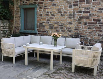 Veneto dining hoek loungeset 4 delig aluminium latte zand, Ophalen of Verzenden, Nieuw