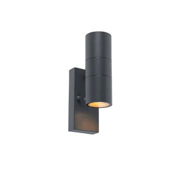 Buiten wandlamp donkergrijs 2-lichts met schemersensor - Duo, Verzenden, Nieuw