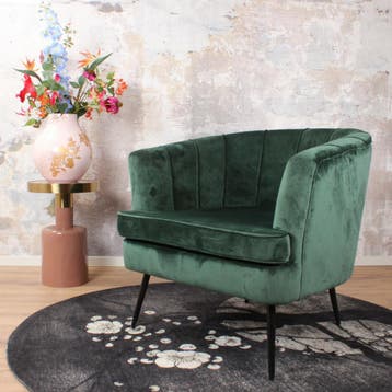 Norah fauteuil velvet donkergroen, Huis en Inrichting, Stoelen, Ophalen of Verzenden, Nieuw
