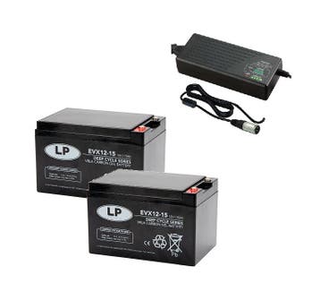 Landport (LP) 2x EVX12-15 accus 12 volt 15 ah + acculader, Auto-onderdelen, Ophalen of Verzenden, Nieuw