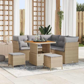 vidaXL Tuin Sofa Set 8 st 5-Aantal zitplaatsen Beige en, Verzenden, Nieuw, 8 zitplaatsen