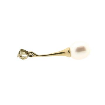 Gouden subtiele hanger met cultivé parel (Hanger of bedel), Ophalen of Verzenden, Gebruikt, Goud, Overige merken
