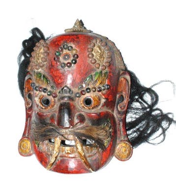 Grote !!! Masker Mahakala Bhairav sjamaan originele, Antiek en Kunst