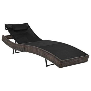 Loungebed 213cm PE Rattan | Laatste Stuk!, Ophalen of Verzenden, Zo goed als nieuw, Rotan, Verstelbaar