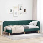 vidaXL Hoekbedframe Donkergroen 80 x 200 cm Stof, Verzenden, Nieuw, Groen, Stof