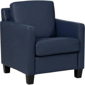 Leren fauteuil Smart - Toledo Kobalt (blauw) - Poten hout, Nieuw, Ophalen of Verzenden, Bohemian, Eigentijds, Modern, Retro, 50 tot 75 cm