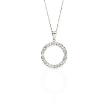 Zonder minimumprijs - Ketting met hanger - 18 karaat Witgoud