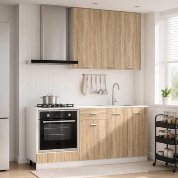 vidaXL Keukenblok LYON 5 st Sonoma Eiken Bewerkt hout, Verzenden, Nieuw, Bruin