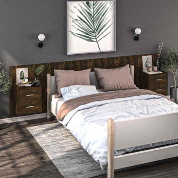 vidaXL Nachtkastjes 2 st wandgemonteerd gerookt eikenkleurig, Minder dan 45 cm, Verzenden, Nieuw, 70 cm of meer