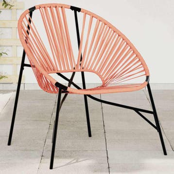 vidaXL Tuinstoel Egg poly rattan zwart en oranje, Verzenden, Nieuw