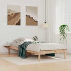 vidaXL Bedframe met Zijtafels Naturel 100 x 210 cm Massief, Verzenden, Nieuw, Bruin, Hout