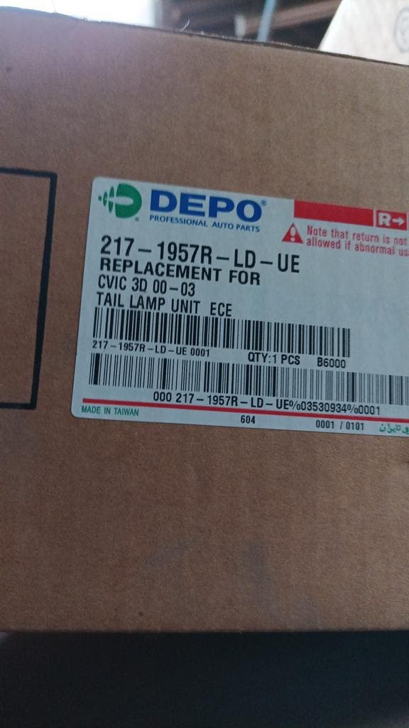 Honda Civic Achterlicht Rechts EP EV | Tweedekansje OP=OP, Auto-onderdelen, Carrosserie en Plaatwerk, ARN erkend, Rechts, Bumper