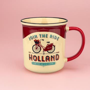Beker vintage join the ride Holland - rood, Ophalen of Verzenden, Nieuw