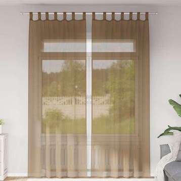 vidaXL Gordijnen voile met lussen 2 st 140x260 cm lichtbruin, Verzenden, Nieuw, Bruin