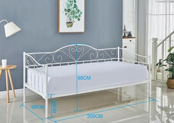 Stevig bedframe 90x200 wit | Goede Kwaliteit | 150kg, Verstelbaar, 90 cm, Eenpersoons, Wit