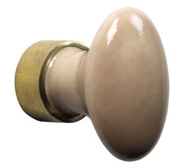 Meubelknop ovaal porselein 33mm messing ongelakt/camee mat, Verzenden, Nieuw