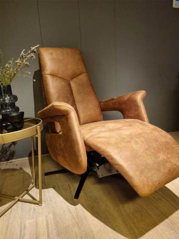 Relaxfauteuil Hoogeveen microleder Bull 09 Camel, Huis en Inrichting, Fauteuils, Nieuw, 75 tot 100 cm, 75 tot 100 cm, Leer