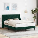vidaXL Bedframe met hoofdeinde Donkergroen 160 x 200 cm, Verzenden, Nieuw, Groen, Stof