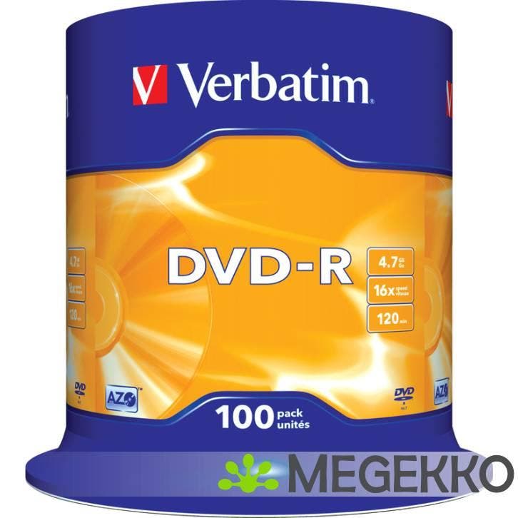 Verbatim DVD-R 16X 100st. Cakebox, Computers en Software, Beschrijfbare discs, Nieuw, Verzenden