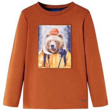 vidaXL Kindershirt met lange mouwen 116 oranjebruin, Verzenden, Nieuw