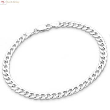 Zilveren 5 mm holle gourmet schakel armband, Sieraden, Tassen en Uiterlijk, Armbanden, Verzenden, Nieuw, Zilver