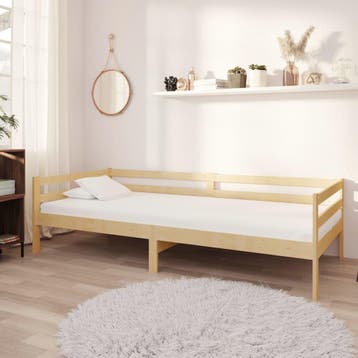 vidaXL Slaapbank met matras massief grenenhout 90x200 cm, 90 cm, Eenpersoons, Verzenden, Wit