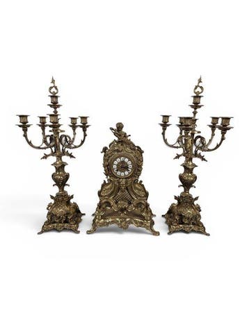 Klok en garnituur set - Messing - 1950-1960