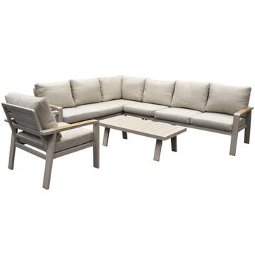 Lola hoek loungeset 6-delig aluminium zand latte, Ophalen of Verzenden, Nieuw, Aluminium